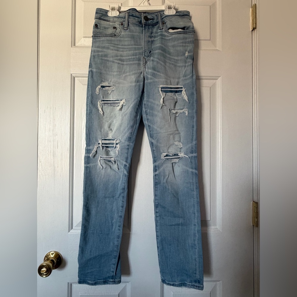 Men’s American Eagle Light Washed Distressed Denim Jeans AirFlex+